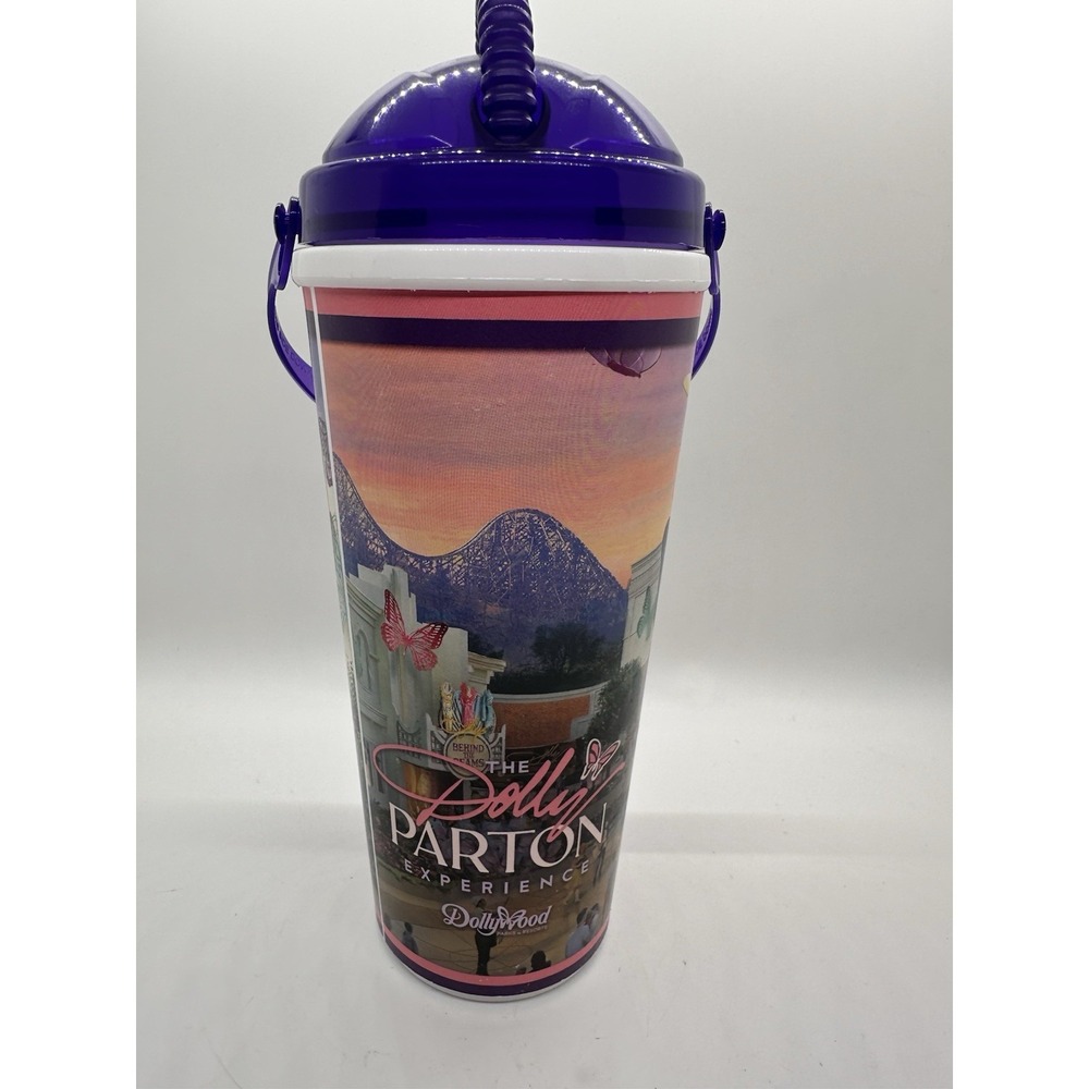 Dollywood 2024 Souvenir Dolly Parton Experience Straw Handle 20 Oz Drinking Cup